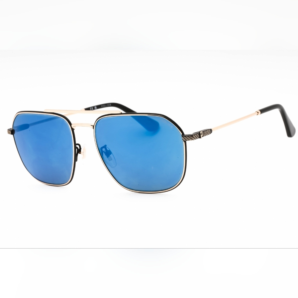 Police, Classic Aviator Sunglasses with Blue Lenses and Gold Frame